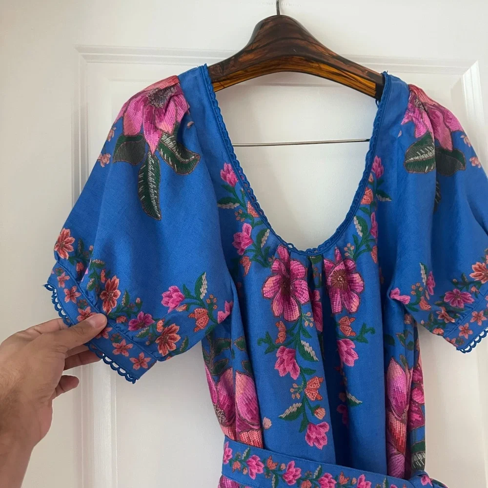 Farm Rio Blue Summer Fruit Scarf Mini Dress - Picture 2 of 7